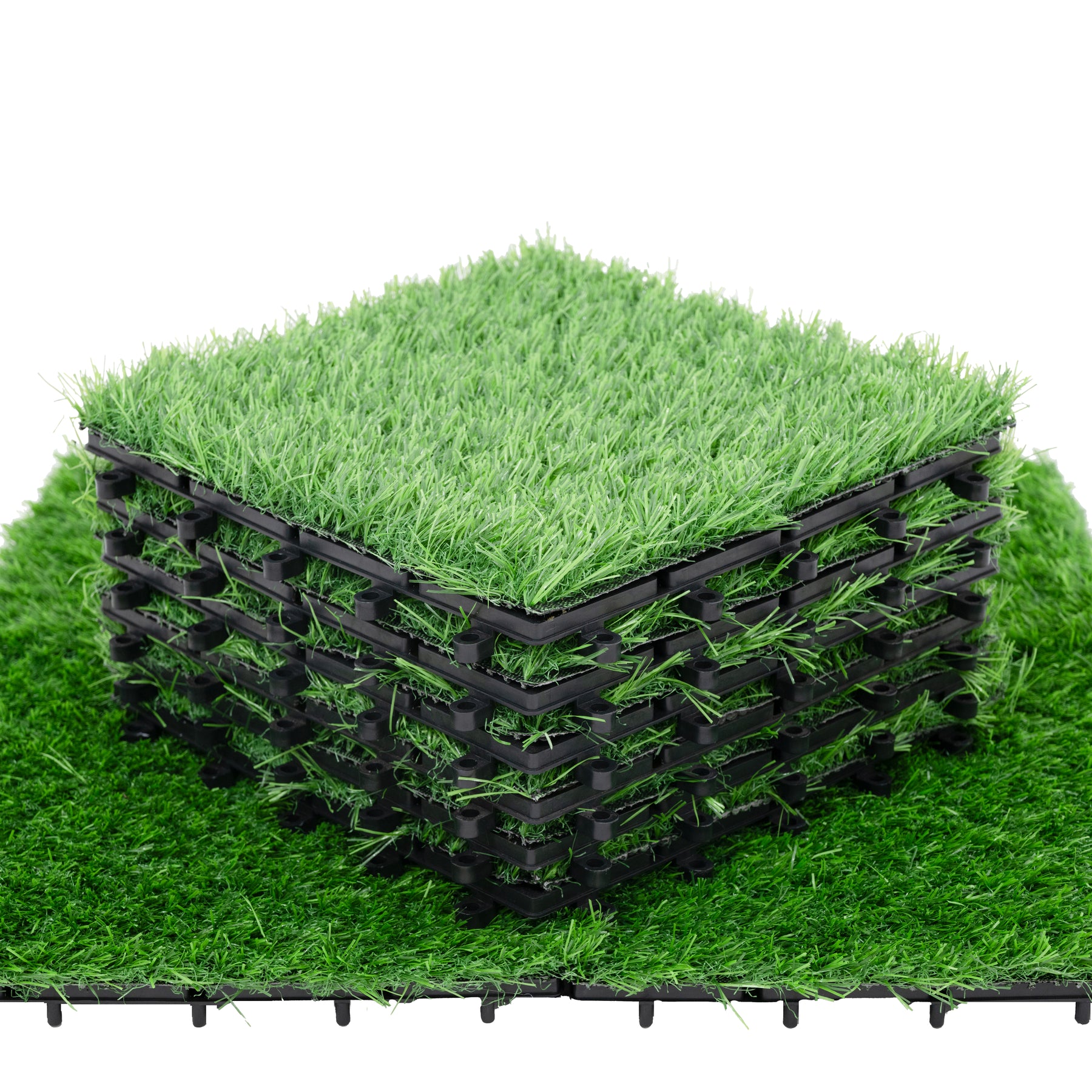 Bliss Outdoors 12"x12" Artificial PP Grass Interlocking Tiles | Green