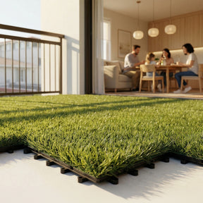 Bliss Outdoors 12"x12" Artificial PP Grass Interlocking Tiles | Green