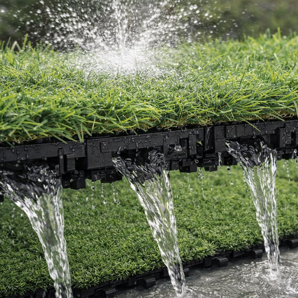 Bliss Outdoors 12"x12" Artificial PP Grass Interlocking Tiles | Green