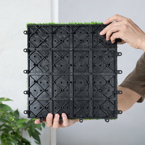 Bliss Outdoors 12"x12" Artificial PP Grass Interlocking Tiles | Green