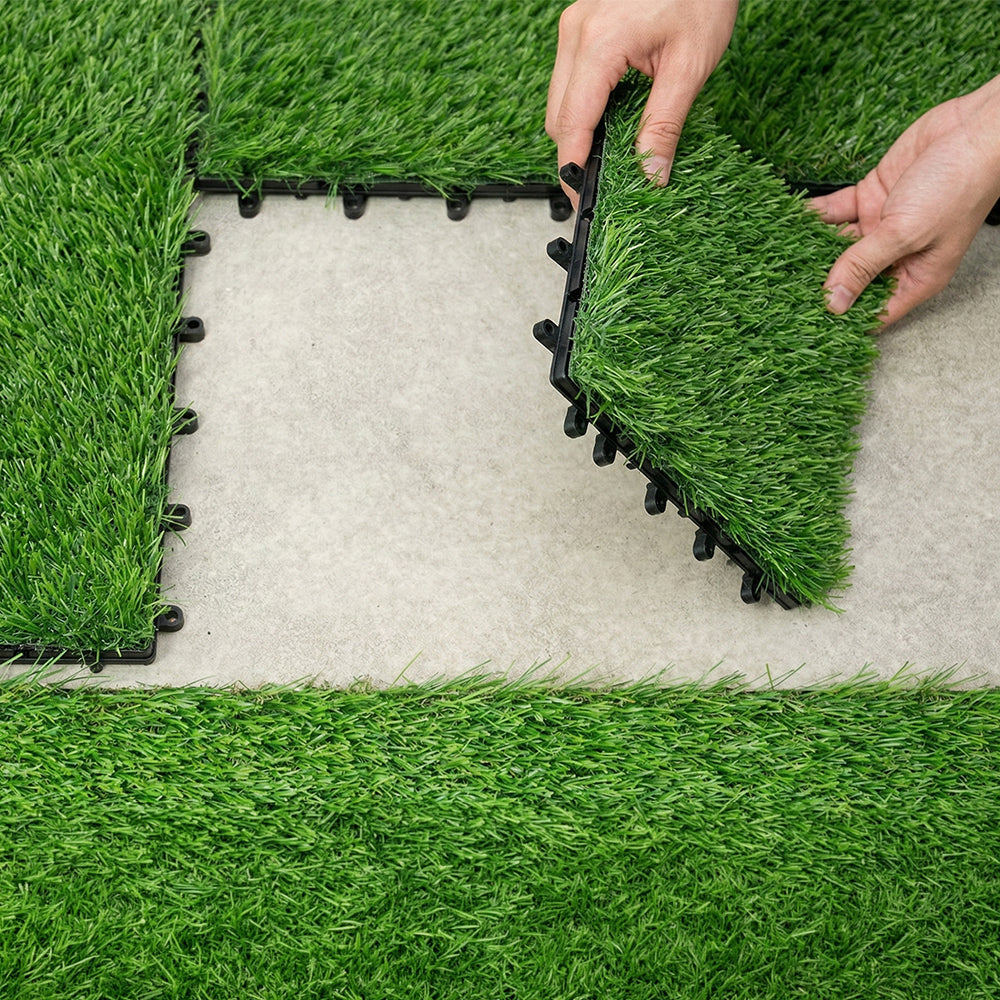 Bliss Outdoors 12"x12" Artificial PP Grass Interlocking Tiles | Green