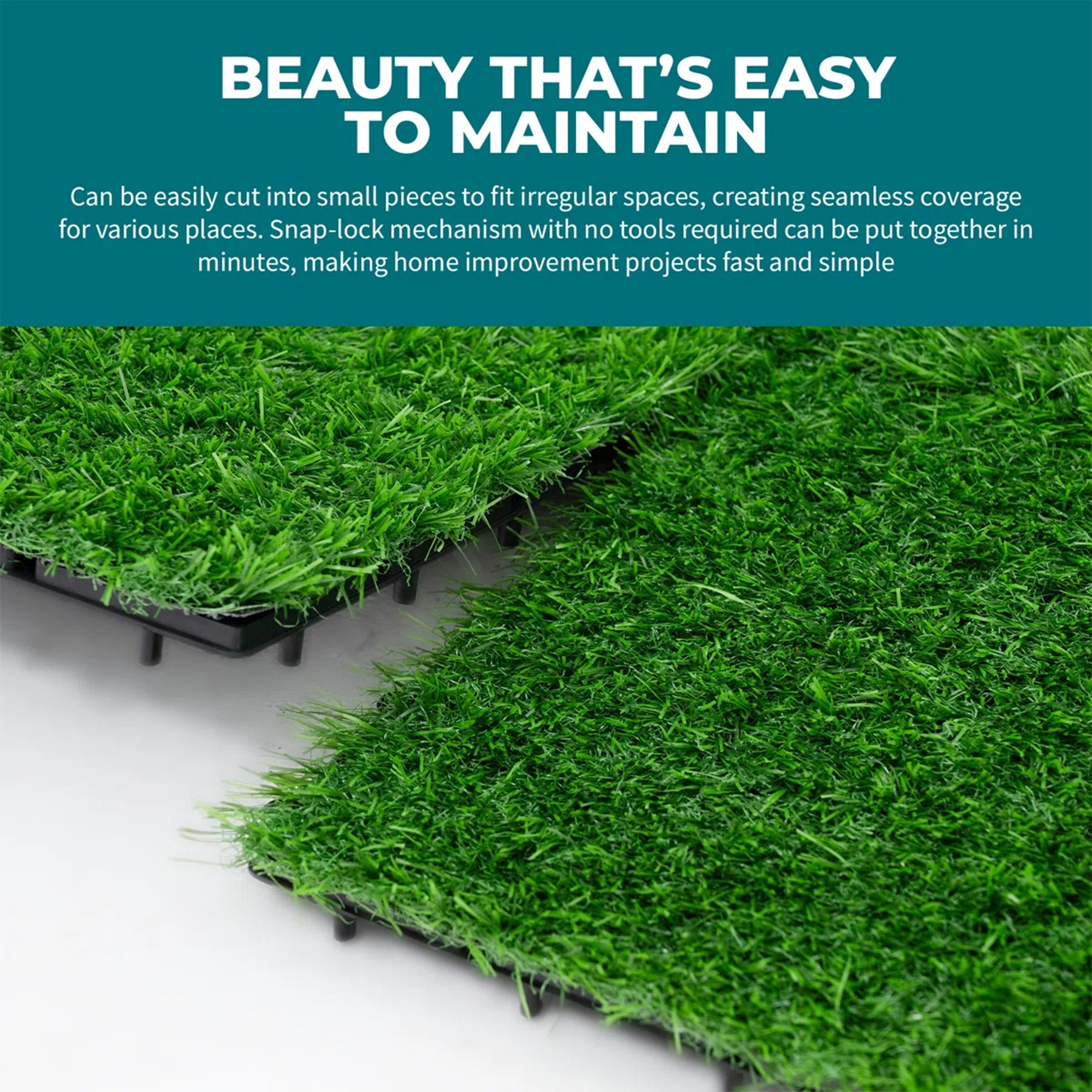 Bliss Outdoors 12"x12" Artificial PP Grass Interlocking Tiles | Green
