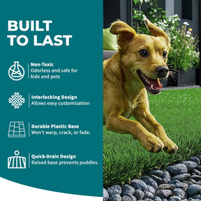 Bliss Outdoors 12"x12" Artificial PP Grass Interlocking Tiles | Green