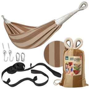 Bliss Hammocks Double Hammock in a Bag W/ Rope loops + Hanging Hardware + Universal Multi-Loop Suspension System | 60-in. Wide | 265 Lb. Capacity