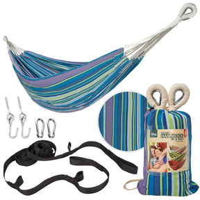 Bliss Hammocks Double Hammock in a Bag W/ Rope loops + Hanging Hardware + Universal Multi-Loop Suspension System | 60-in. Wide | 265 Lb. Capacity