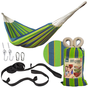 Bliss Hammocks Double Hammock in a Bag W/ Rope loops + Hanging Hardware + Universal Multi-Loop Suspension System | 60-in. Wide | 265 Lb. Capacity