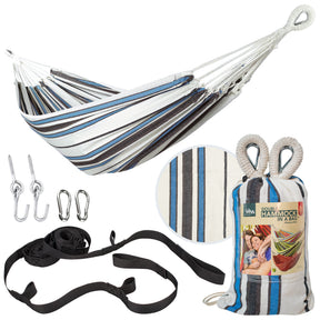 Bliss Hammocks Double Hammock in a Bag W/ Rope loops + Hanging Hardware + Universal Multi-Loop Suspension System | 60-in. Wide | 265 Lb. Capacity
