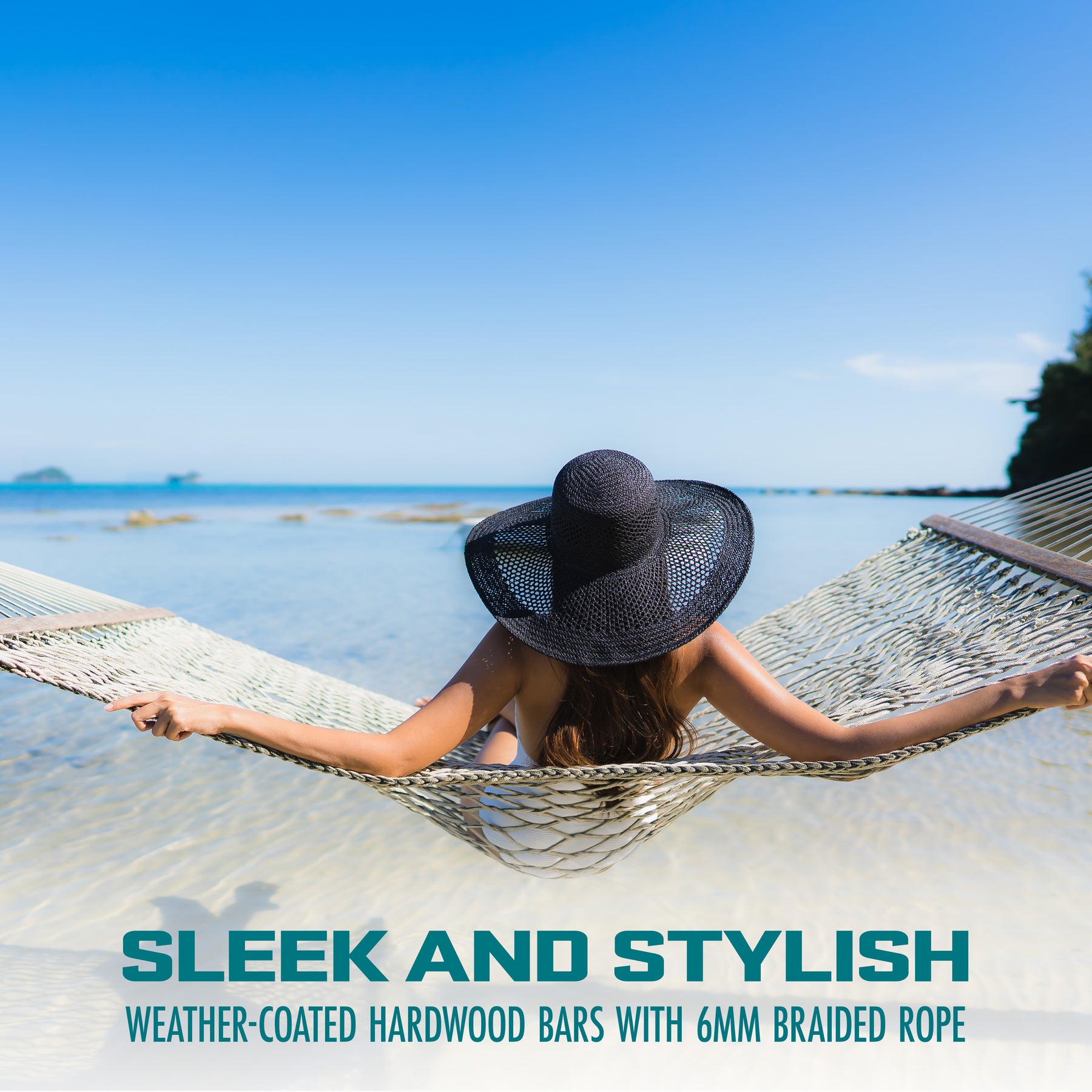 Cotton Rope Hammock w/ Spreader Bar & Hanging Hardware | 60-in. Wide | 450 Lb. Capacity