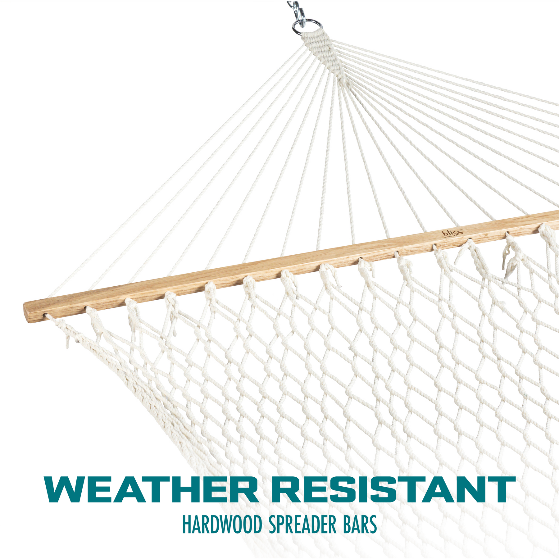 Cotton Rope Hammock w/ Spreader Bar & Hanging Hardware | 60-in. Wide | 450 Lb. Capacity