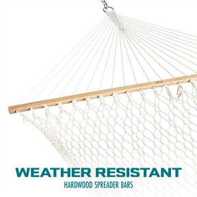 Cotton Rope Hammock w/ Spreader Bar & Hanging Hardware | 60-in. Wide | 450 Lb. Capacity