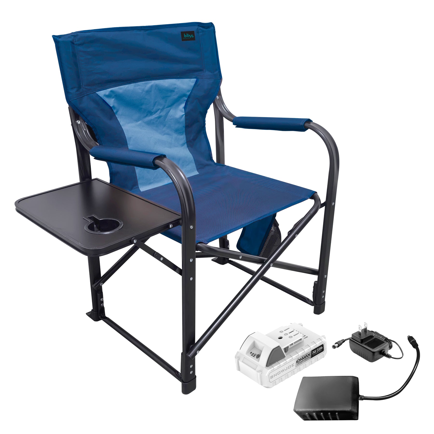 Bliss Hammocks 24V Heated Directors Seat | 21-in Wide | 3 Temp Settings | 2.0-Ah Battery + Charger