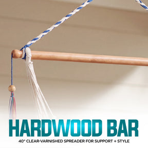 Island Rope Hammock Chair w/ Spreader Bar & Hanging Hardware | 40-in. Wide | 265 Lb. Capacity