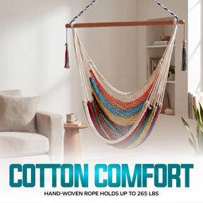 Island Rope Hammock Chair w/ Spreader Bar & Hanging Hardware | 40-in. Wide | 265 Lb. Capacity
