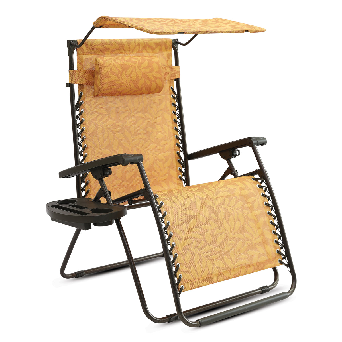 Gravity Free Chair W/ Canopy, Drink Tray, & Pillow | 32-in. Wide XL | Weather & Rust Resistant | 360 Lb. Capacity
