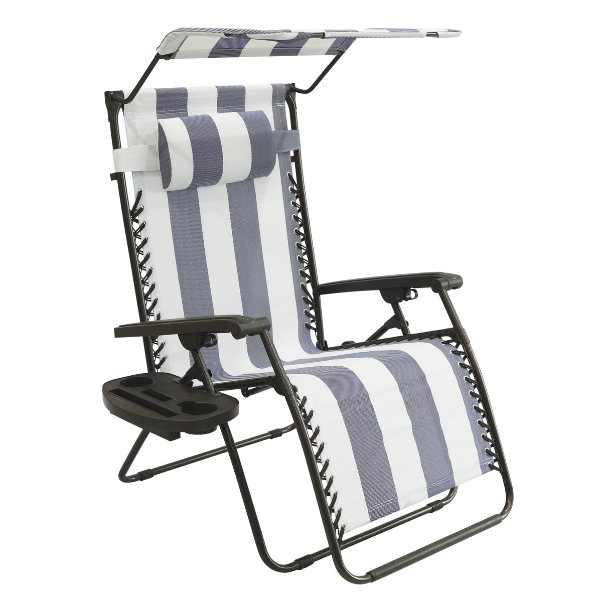 Gravity Free Chair W/ Canopy, Drink Tray, & Pillow | 32-in. Wide XL | Weather & Rust Resistant | 360 Lb. Capacity