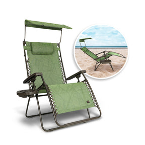 Gravity Free Chair w/ Canopy, Drink Tray, & Pillow | 30-in. Wide XL | Weather & Rust Resistant | 360 Lb. Capacity