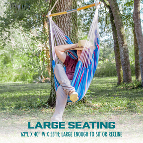Bliss Hammocks Fabric Hammock Chair | Spreader Bar | 250 LB Weight Capacity | Hanging Hardware