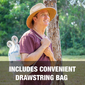 Includes convenient drawstring bag.