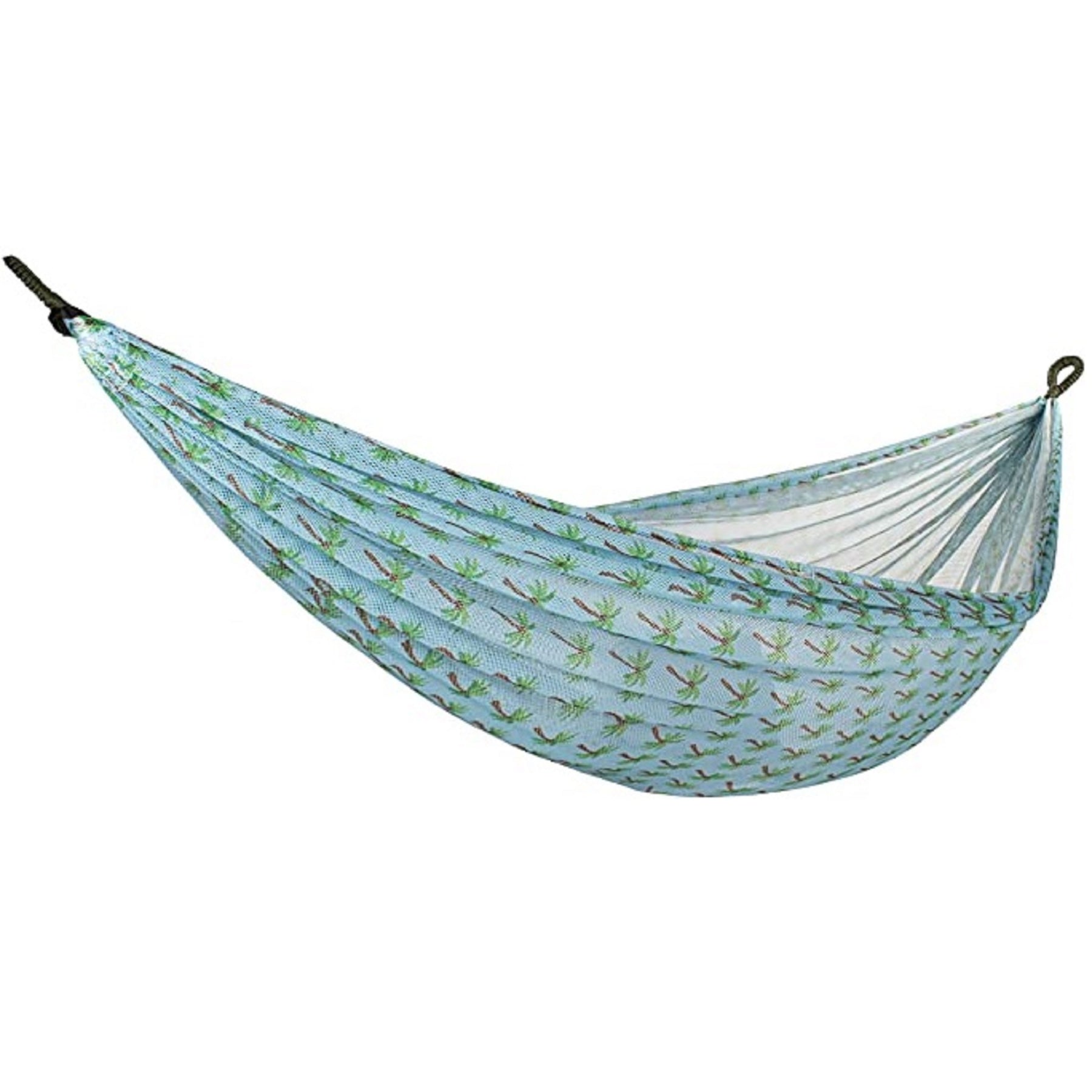 Bliss Hammocks 55-inch Mesh Hammock with a palm tree pattern.