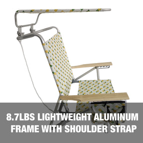 Has and 8.7 pound lightweight aluminum frame and shoulder straps.