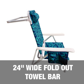 Bliss Hammocks Folding Beach Chair has a 24-inch wide fold out towel bar.