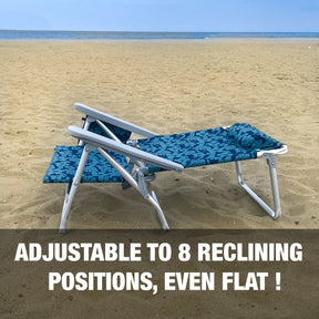 Bliss Hammocks Folding Beach Chair is a adjustable to 8 reclining positions, even flat!