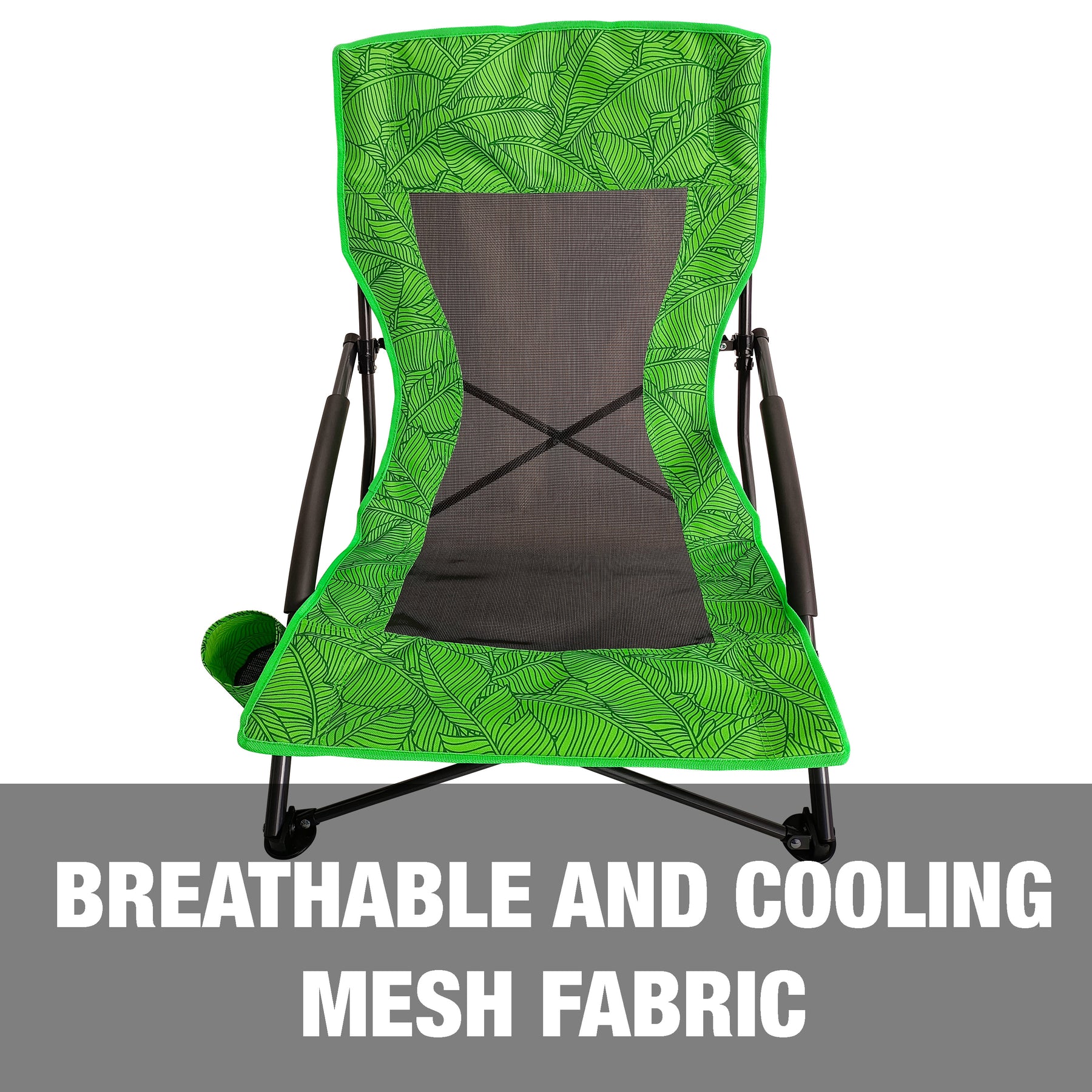 Bliss Hammocks Collapsible Beach Chair is breathable with a cooling mesh fabric.