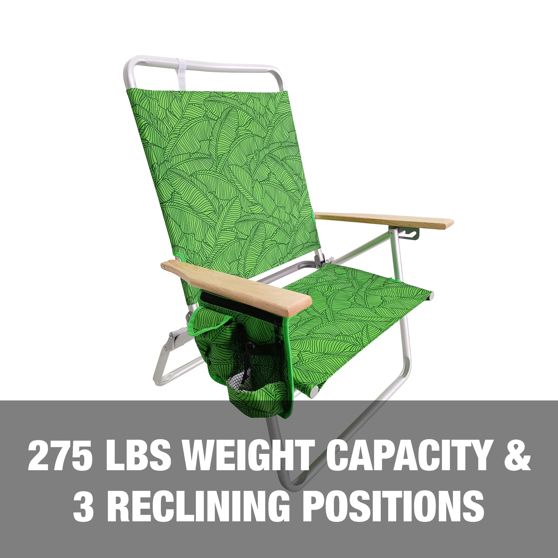 Bliss Hammocks Foldable Beach Chair has a 275 pound weight capacity and 3 reclining positions.
