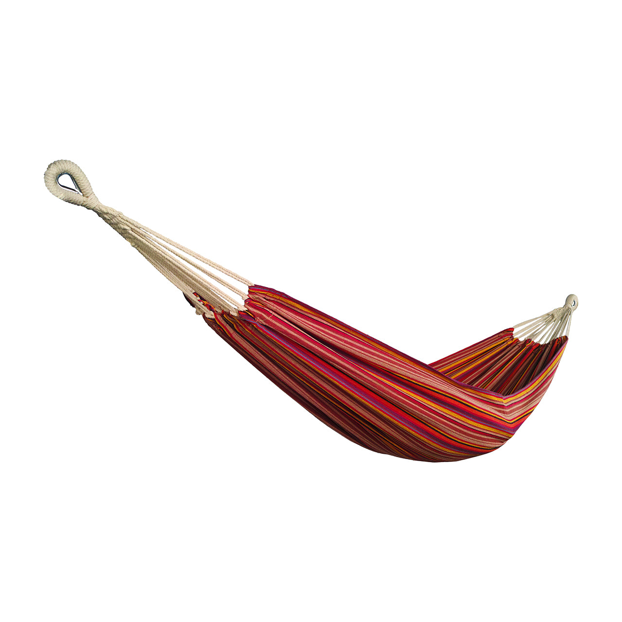 Bliss Hammocks 40-inch Wide Hammock in a Bag with Hand-woven Rope loops in the toasted almond variation.