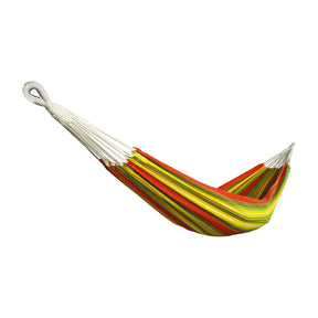 Bliss Hammocks 40-inch Wide Hammock in a Bag with Hand-woven Rope loops in the Mai Tai stripe variation.