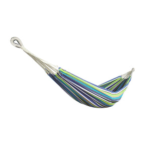 Bliss Hammocks 40-inch Wide Hammock in a Bag with Hand-woven Rope loops in the garden stripe variation.