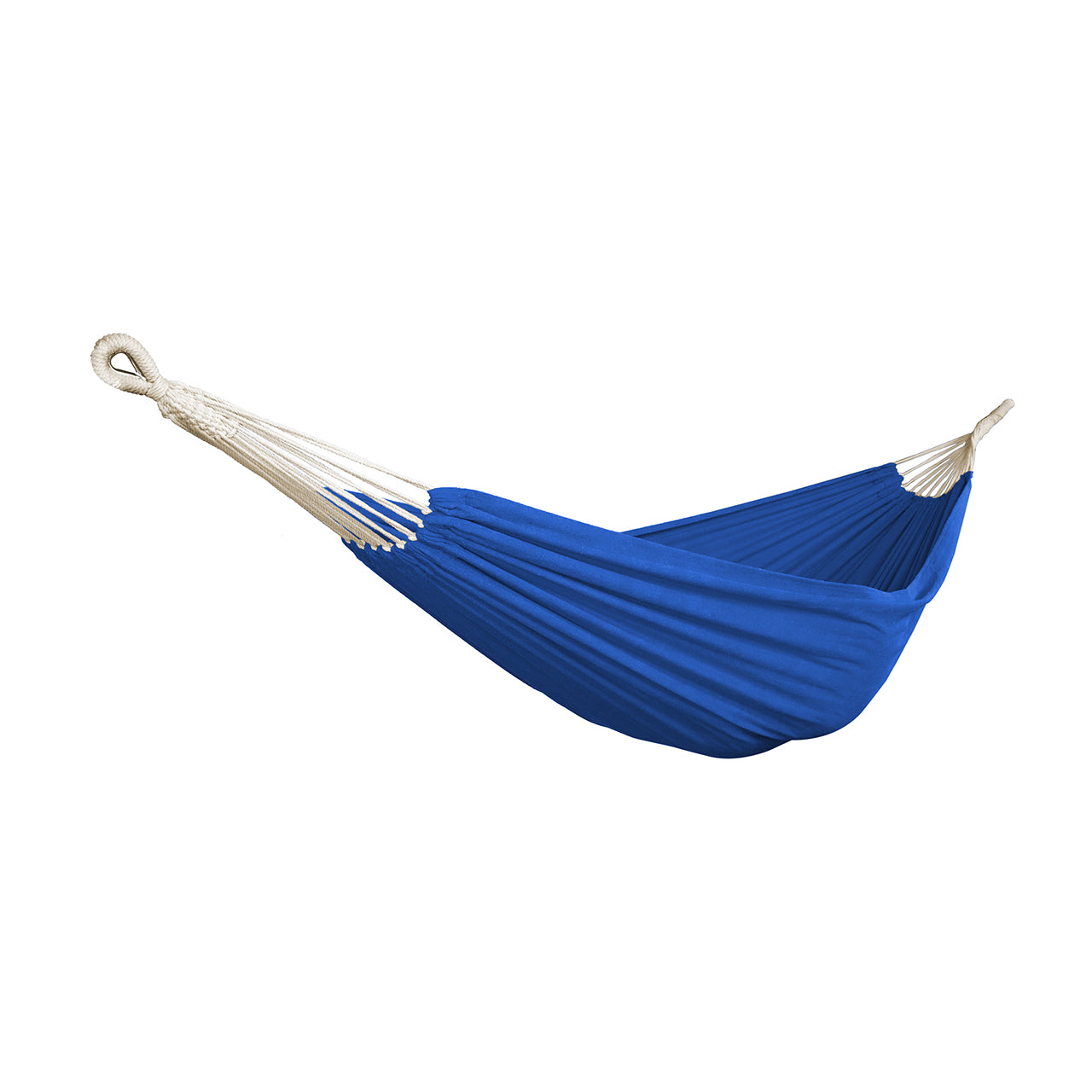 Bliss Hammocks 60-inch Wide Double Hammock in a Bag with Hand-woven Rope loops in the Dark Blue variation.