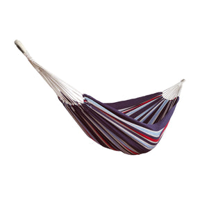 Bliss Hammocks 60-inch Wide Double Hammock in a Bag with Hand-woven Rope loops in the Patriot Stripe variation.
