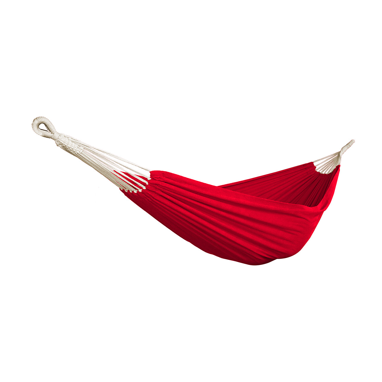 Bliss Hammocks 60-inch Wide Double Hammock in a Bag with Hand-woven Rope loops in the Red variation.