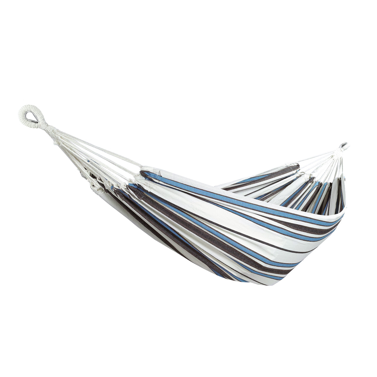 Bliss Hammocks 60-inch Wide Double Hammock in a Bag with Hand-woven Rope loops in the Sunday Volleyball  Stripe variation.