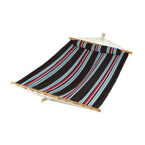 Bliss Hammocks 48-inch Wide Caribbean Hammock with Pillow, Velcro Straps, and Chains in the patriot stripe variation.