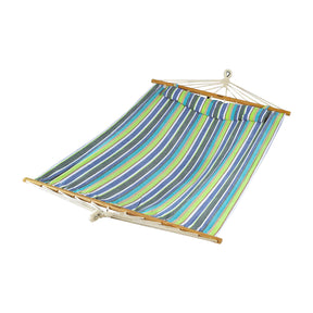 Bliss Hammocks 48-inch Wide Caribbean Hammock with Pillow, Velcro Straps, and Chains in the candy stripe variation.