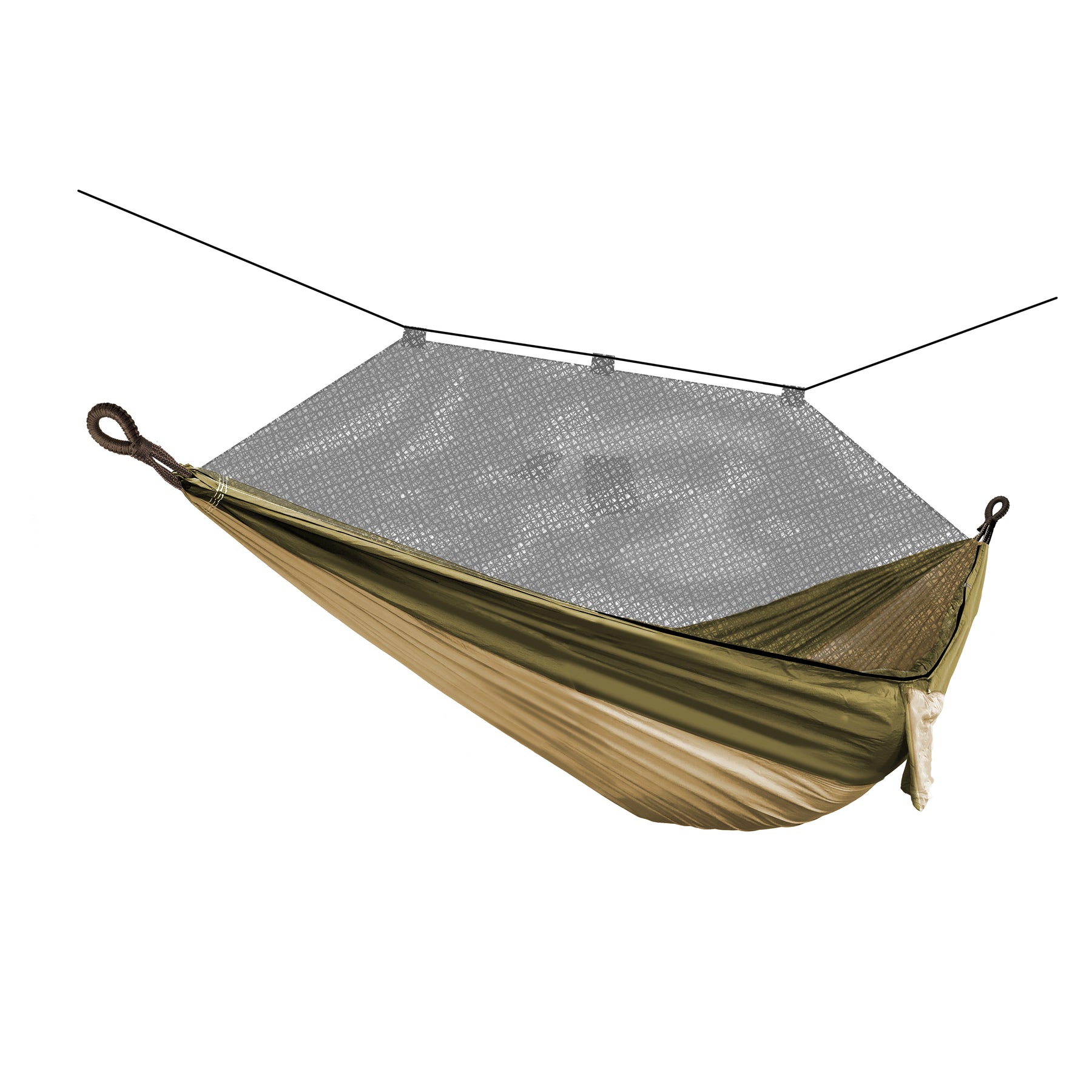 Bliss Hammocks 54-inch Wide Hammock in a Bag with mosquito net and tree straps in the desert storm variation.