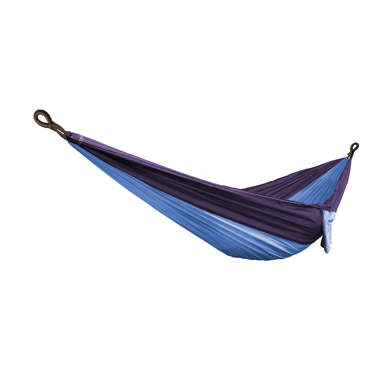 Bliss Hammocks 54-inch Extra Wide To Go Hammock in a Bag with Rip-Stop Stitching and Dual Color Fabric in the royal bliss variation.