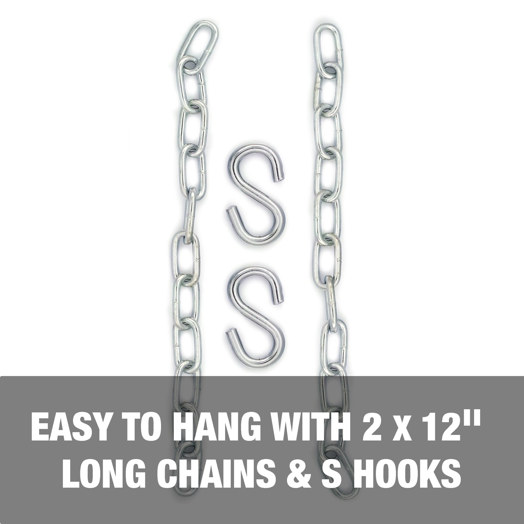 Easy to hang with 2 12-inch long chains and S-hooks.