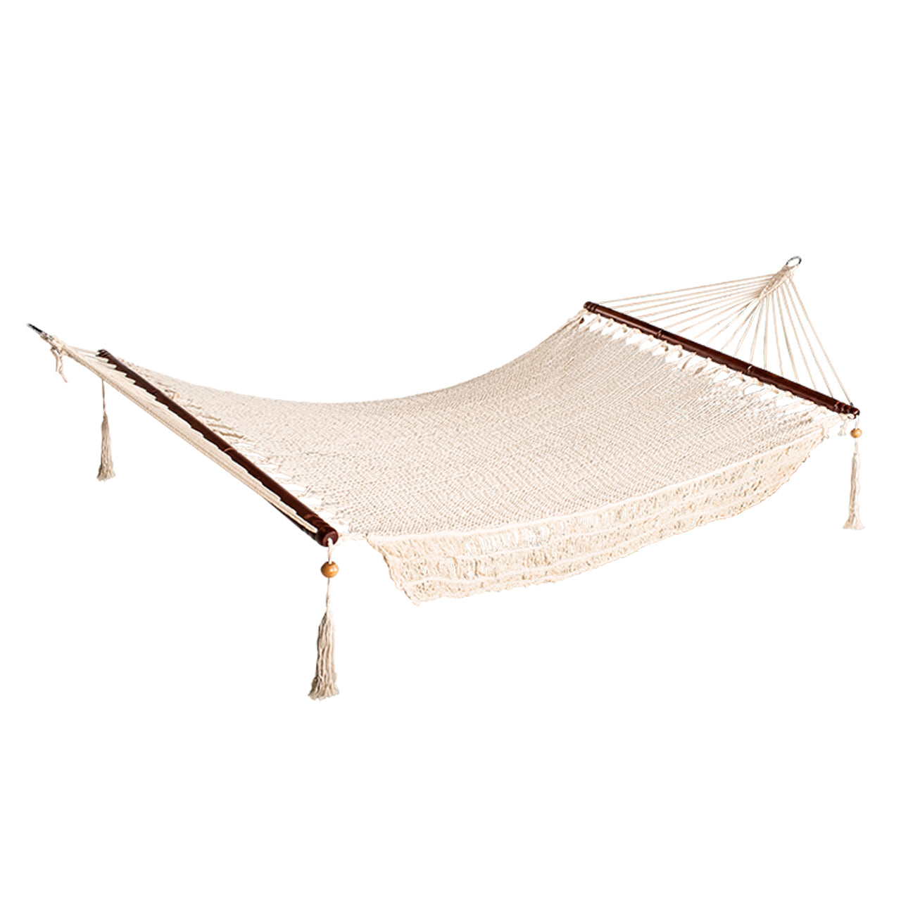 Bliss Hammocks 48-inch Wide Island Rope Hammock with Spreader Bars, S Hooks, and Chains.