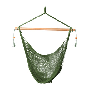 Bliss Hammocks 40-inch Island Rope Hammock Chair with Hanging Hardware and Spreader Bar in the green variation.