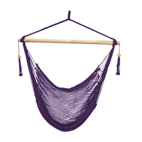 Bliss Hammocks 40-inch Island Rope Hammock Chair with Hanging Hardware and Spreader Bar in the purple variation.