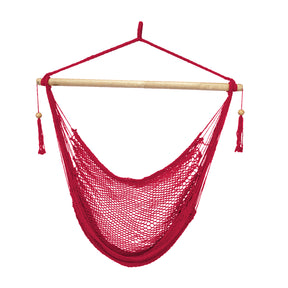 Bliss Hammocks 40-inch Island Rope Hammock Chair with Hanging Hardware and Spreader Bar in the red variation.