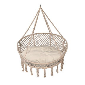 Bliss Hammocks 55-inch 2 Person Bohemian Style Macramé Swing Chair without Pillows.