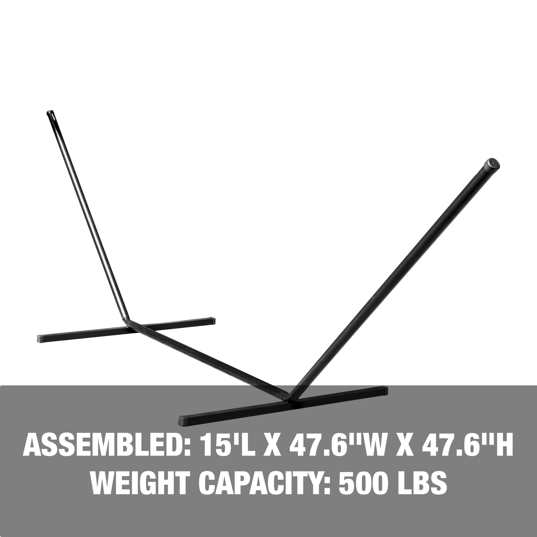 Assembled dimensions: 15 feet long, 47.6 inches wide, and 47.6 inch height, with a weight capacity of 500 pounds.