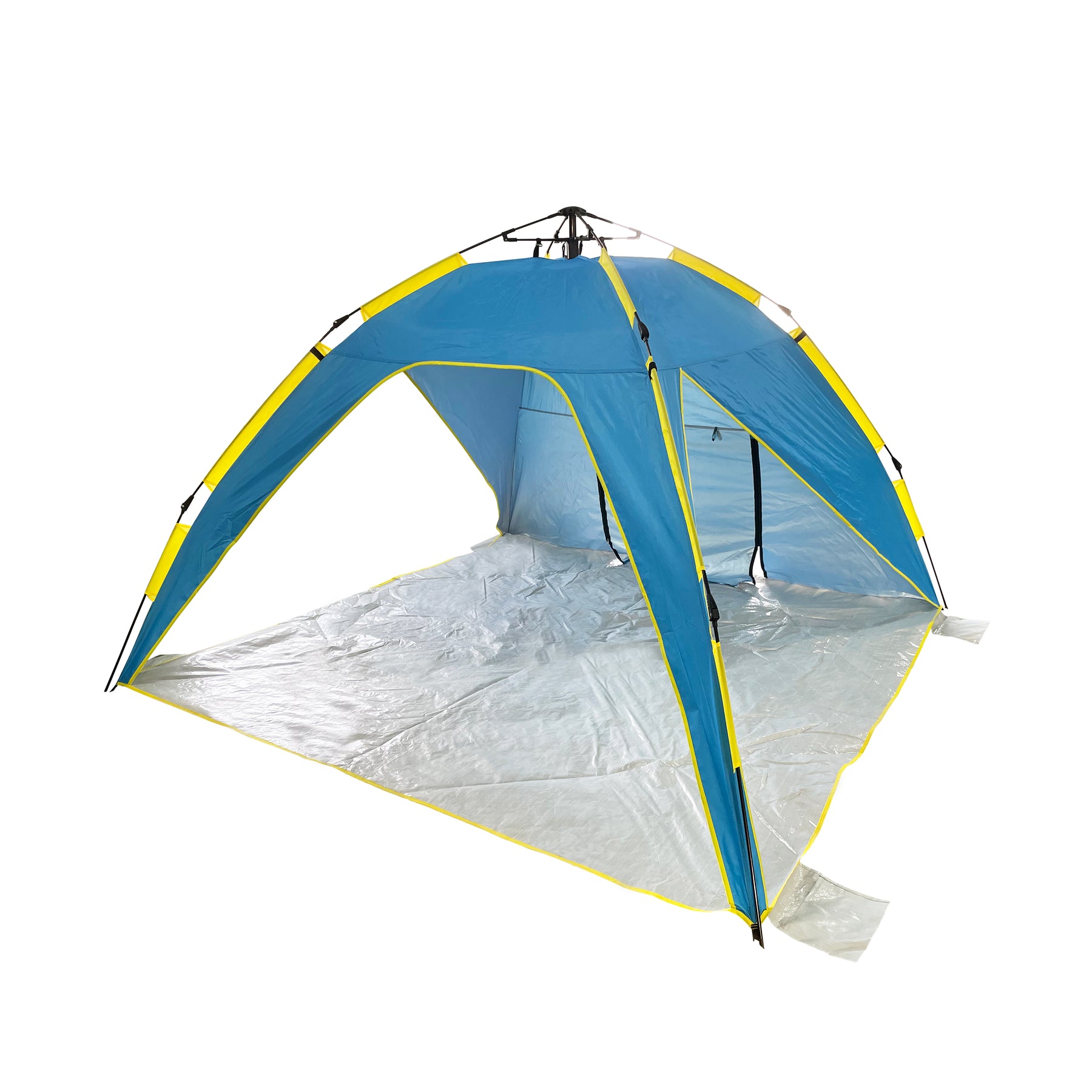 Bliss Hammocks Pop-Up Beach Tent With Carry Bag in the Blue and Yellow variation.