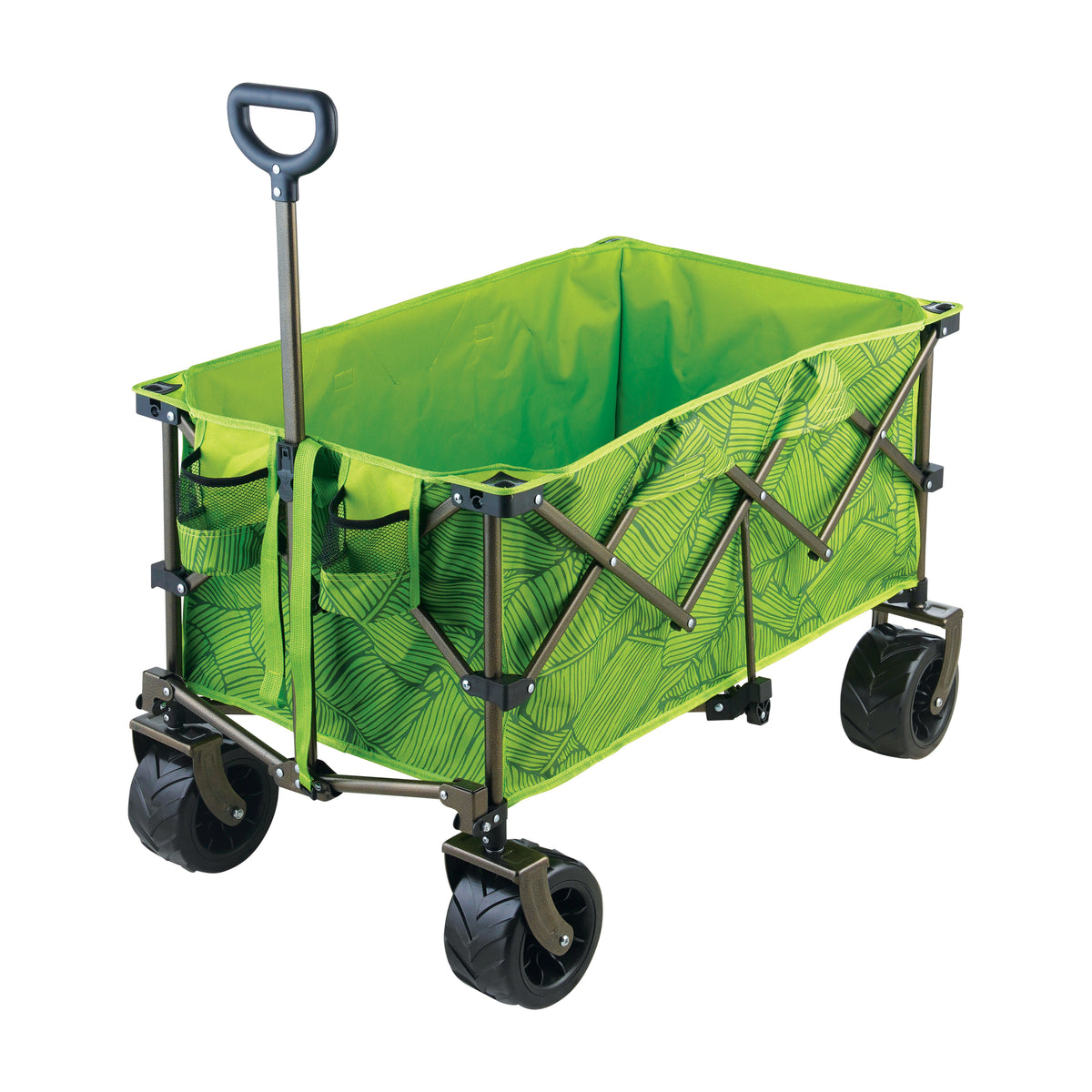 Bliss Hammocks 36-inch Collapsible Garden Cart/Beach Wagon in the Green Banana Leaves variation.