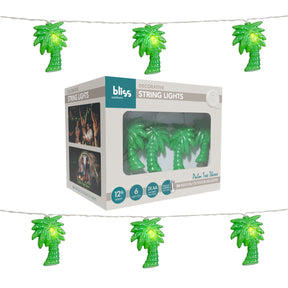 Bliss Outdoors 12 Foot Palm Tree themed String Lights with Hanging Clips, 20 LEDs, and a Remote
