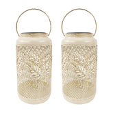 Bliss Outdoors 9-inch Tall 2-Pack Hanging and Tabletop Decorative Solar LED Lantern with Unique Berry Leaf Design and Antique Hand Painted Finish in the Antique White Variation.